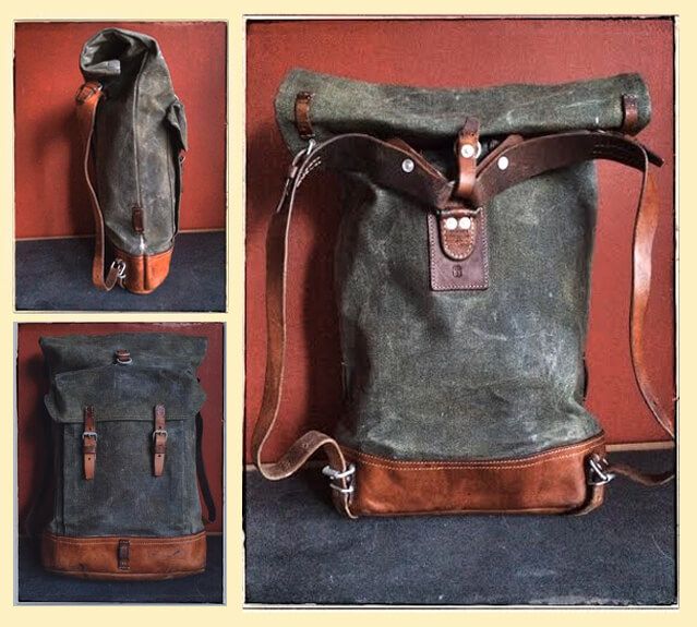 Swiss Army Rolltop Rucksack - Leather & Canvas (1950s)